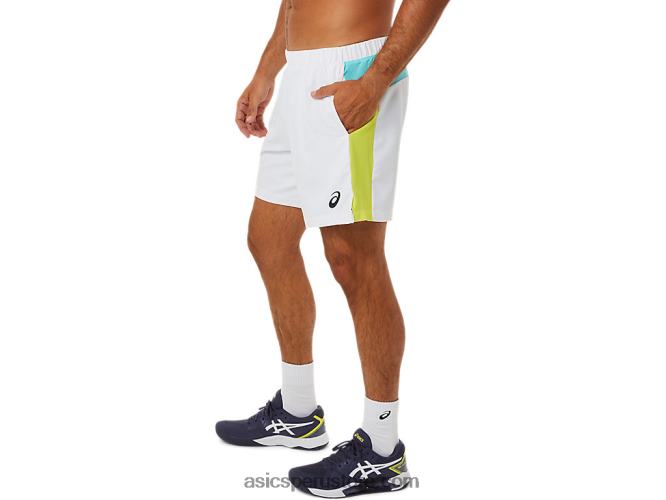 RPVB1480 blanco brillante Asics pantalón corto de corte color block para hombre