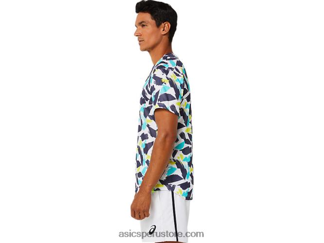 RPVB1498 blanco brillante Asics playera de manga corta con gráfico Match para hombre