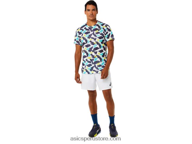 RPVB1498 blanco brillante Asics playera de manga corta con gráfico Match para hombre