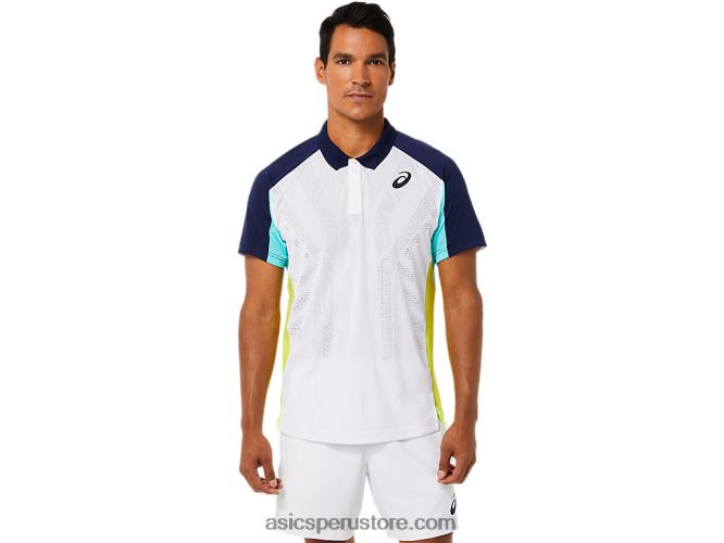 RPVB1504 blanco brillante/menta helada Asics polo de partido de hombre