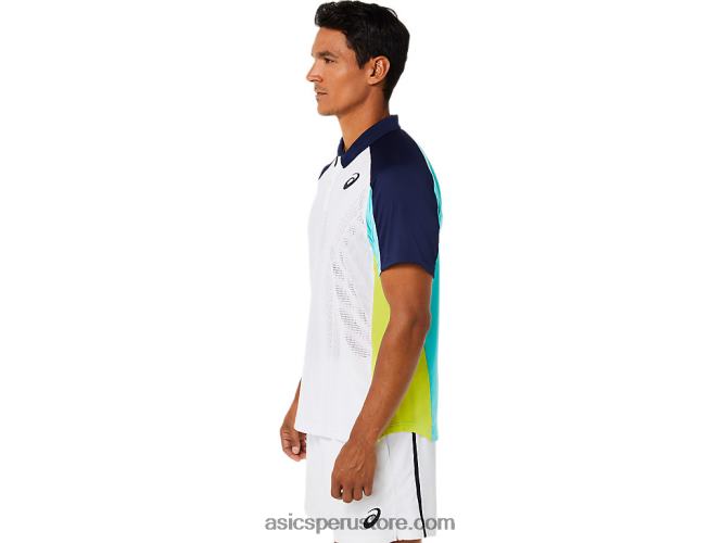 RPVB1504 blanco brillante/menta helada Asics polo de partido de hombre