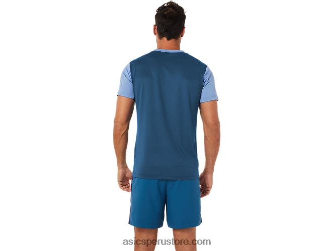 RPVB1508 índigo claro Asics playera de manga corta con gráfico de corte para hombre