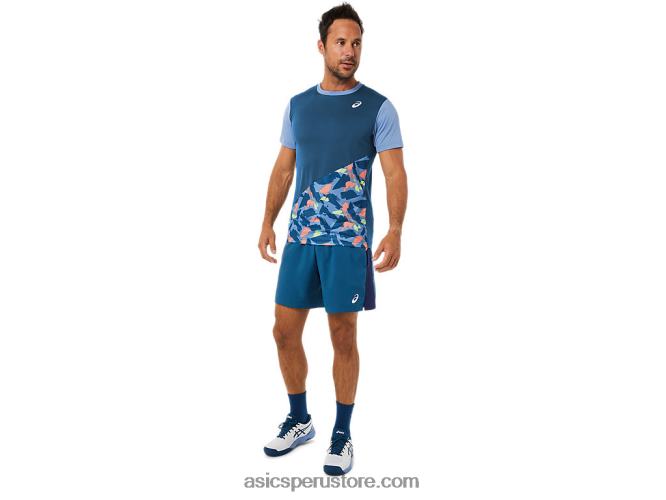 RPVB1508 índigo claro Asics playera de manga corta con gráfico de corte para hombre