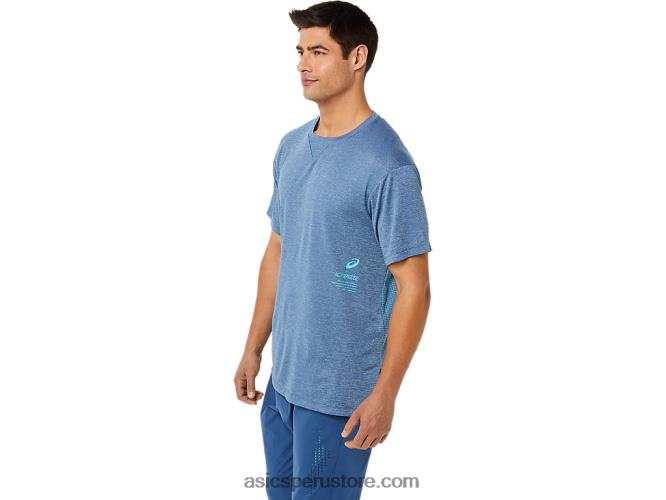 RPVB1514 gran tiburón brezo Asics top de manga corta de jacquard actibreeze para hombre