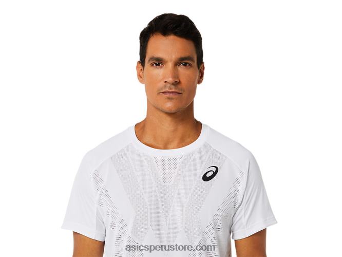 RPVB1522 blanco brillante Asics top de manga corta para hombre