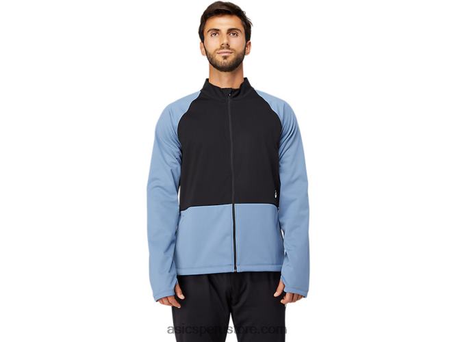 RPVB1632 azul tormenta/negro rendimiento Asics chaqueta con cremallera completa thermostorm para hombre
