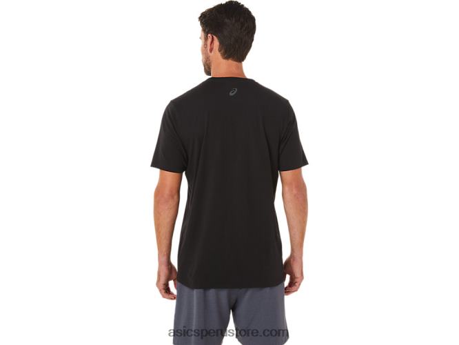 RPVB1650 rendimiento negro Asics camiseta de manga corta con bolsillo a rayas