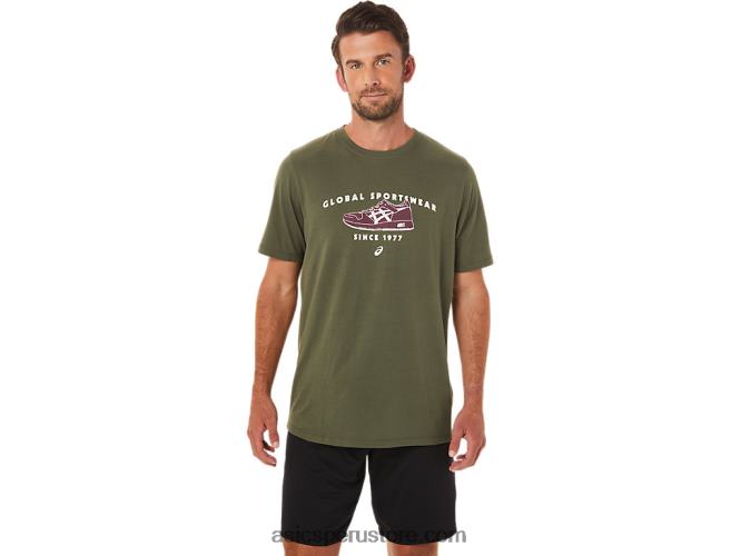 RPVB1654 lienzo de oliva Asics camiseta deportiva de 1977