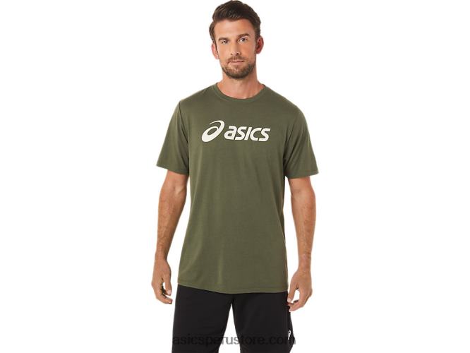 RPVB1655 lienzo de oliva Asics camiseta xg de manga corta con logo de lockup