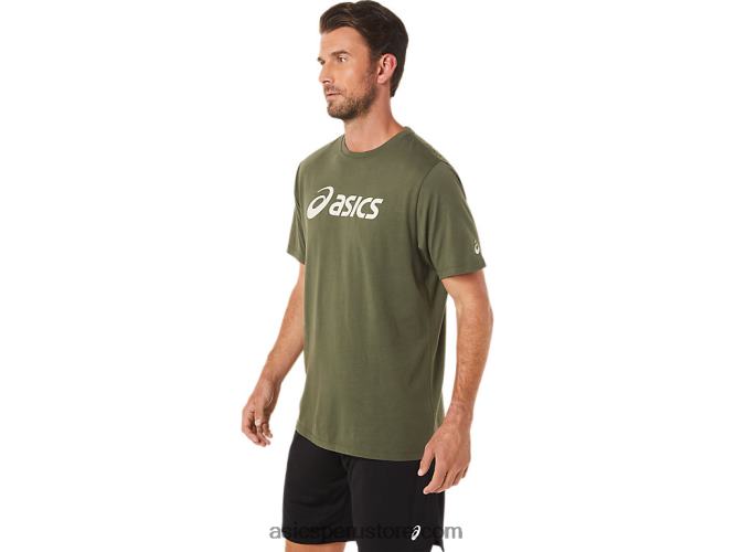 RPVB1655 lienzo de oliva Asics camiseta xg de manga corta con logo de lockup