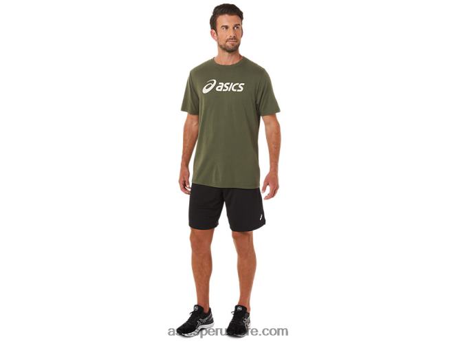 RPVB1655 lienzo de oliva Asics camiseta xg de manga corta con logo de lockup