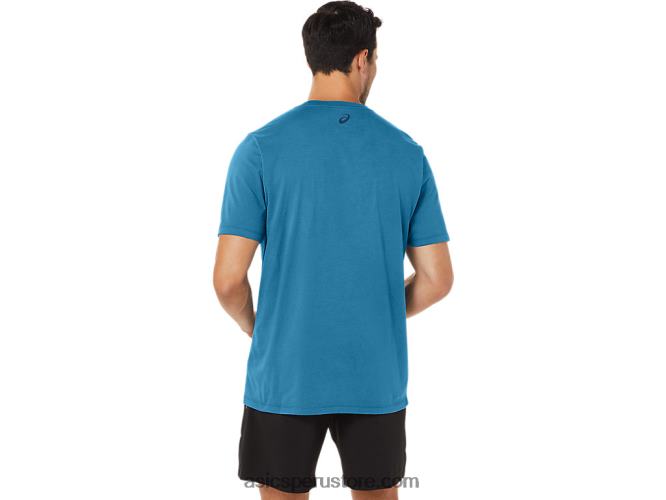 RPVB166 isla azul brezo Asics playera de manga corta a rayas
