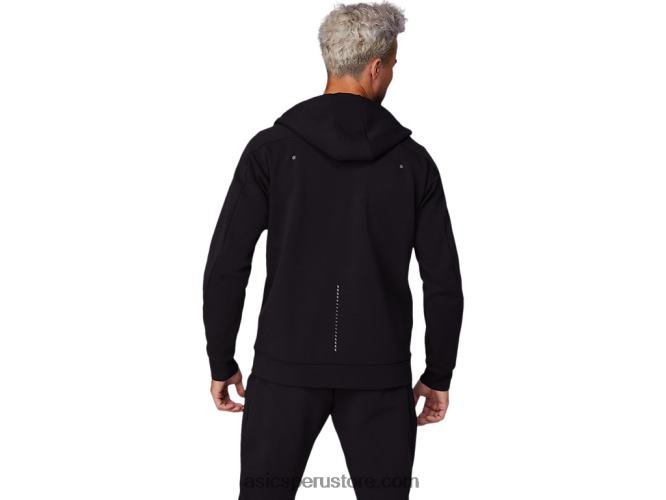 RPVB1679 rendimiento negro Asics sudadera con capucha y cremallera completa de punto de movilidad para hombre