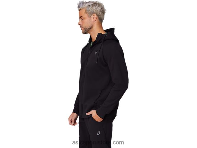 RPVB1679 rendimiento negro Asics sudadera con capucha y cremallera completa de punto de movilidad para hombre
