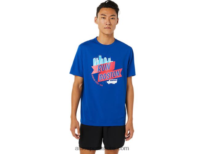 RPVB1698 azul Asics bos ready-set de manga corta para hombre ii