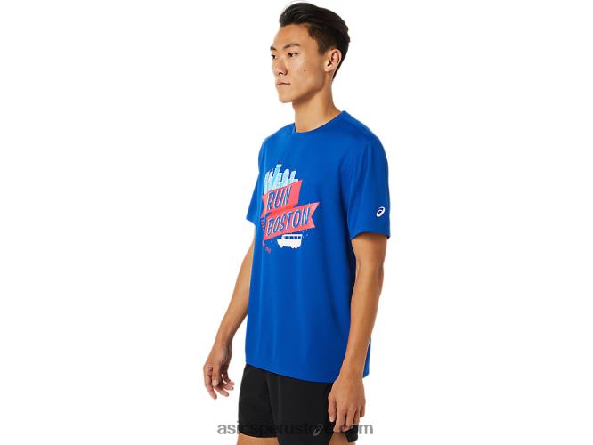 RPVB1698 azul Asics bos ready-set de manga corta para hombre ii