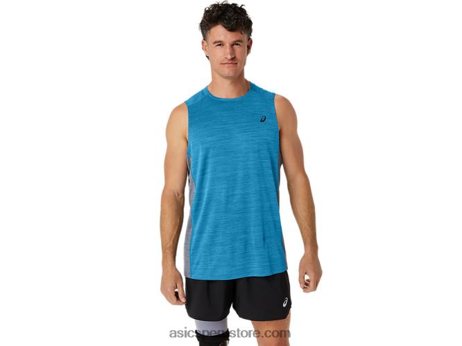 RPVB17 isla azul/hoja de roca Asics Camiseta de tirantes para hombre Train Sana Muscle