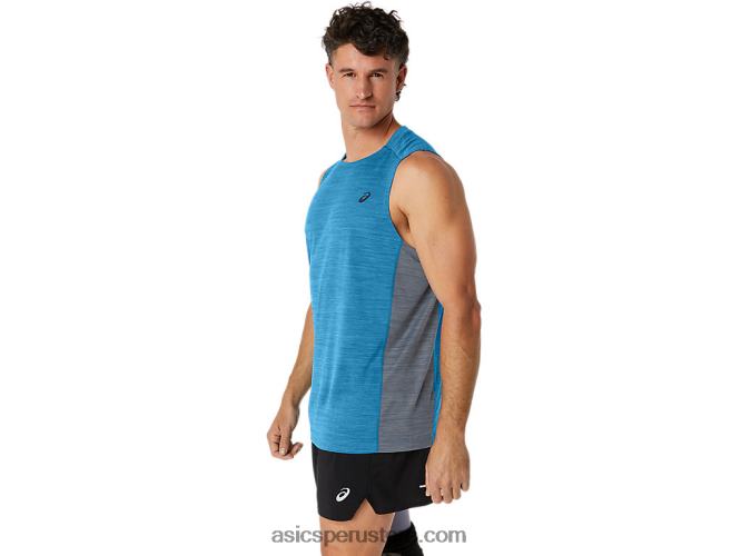 RPVB17 isla azul/hoja de roca Asics Camiseta de tirantes para hombre Train Sana Muscle