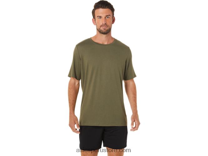 RPVB1705 lienzo verde oliva jaspeado Asics camiseta de manga corta hthr tech para hombre