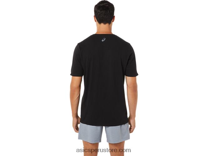 RPVB1716 rendimiento negro Asics playera de manga corta a rayas