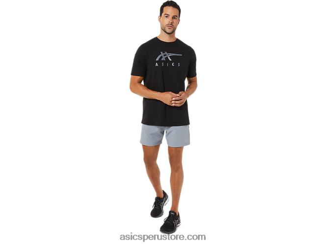 RPVB1716 rendimiento negro Asics playera de manga corta a rayas