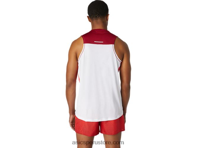 RPVB1737 blanco brillante/burdeos Asics camiseta de carrera masculina