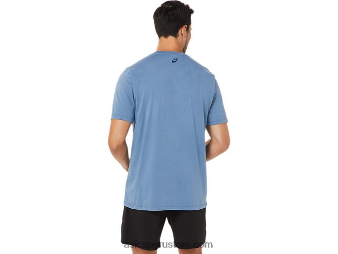 RPVB1743 tormenta azul Asics playera de manga corta a rayas