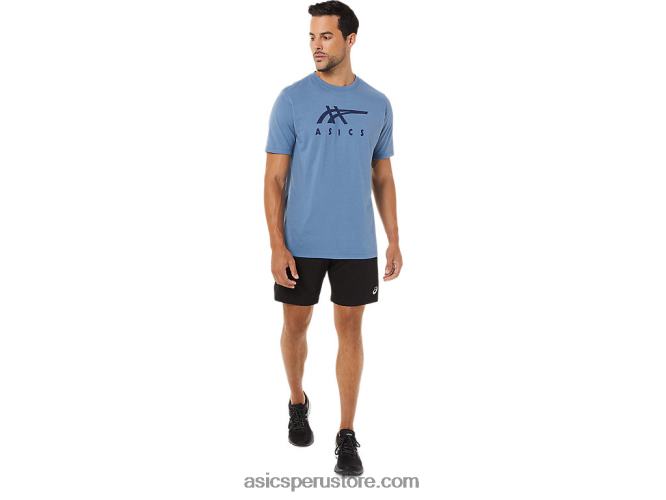 RPVB1743 tormenta azul Asics playera de manga corta a rayas