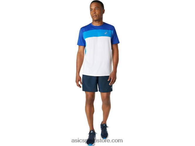 RPVB1745 blanco brillante/azul mónaco Asics top manga corta carrera hombre