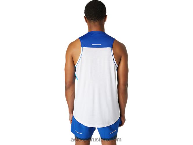 RPVB1746 blanco brillante/azul mónaco Asics camiseta de carrera masculina