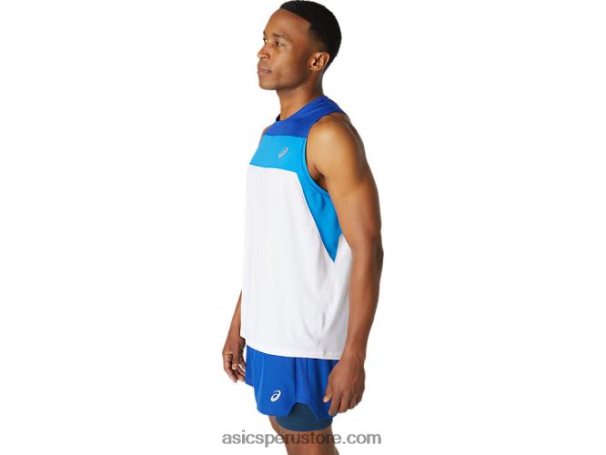 RPVB1746 blanco brillante/azul mónaco Asics camiseta de carrera masculina