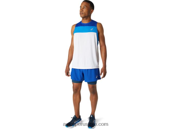 RPVB1746 blanco brillante/azul mónaco Asics camiseta de carrera masculina