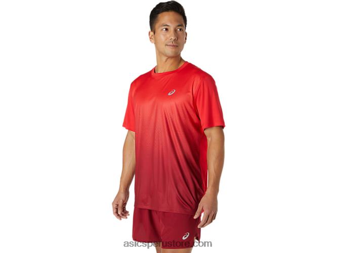 RPVB1778 rojo eléctrico/burdeos Asics camiseta de manga corta kasane para hombre