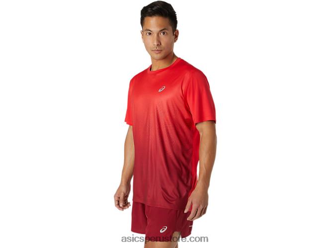 RPVB1778 rojo eléctrico/burdeos Asics camiseta de manga corta kasane para hombre