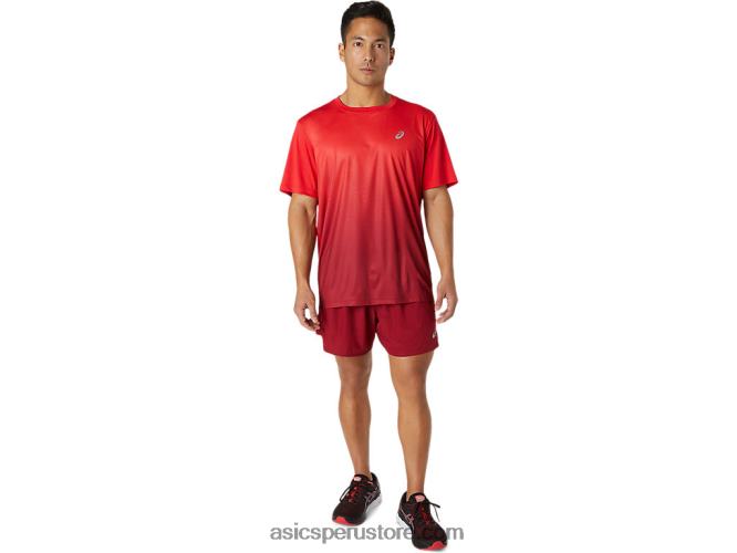 RPVB1778 rojo eléctrico/burdeos Asics camiseta de manga corta kasane para hombre