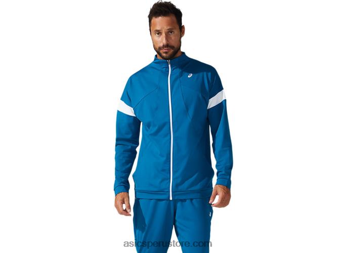 RPVB1796 verde azulado profundo/blanco brillante Asics chaqueta de chándal para hombre
