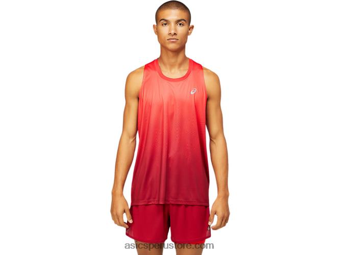 RPVB1798 rojo eléctrico/burdeos Asics camiseta kasane para hombre