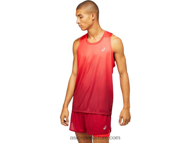 RPVB1798 rojo eléctrico/burdeos Asics camiseta kasane para hombre