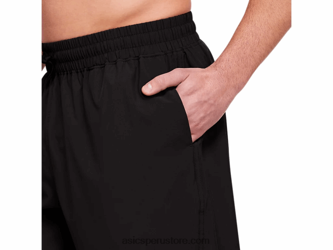RPVB1802 rendimiento negro Asics pantalón corto tejido de tren de 7 pulgadas para hombre