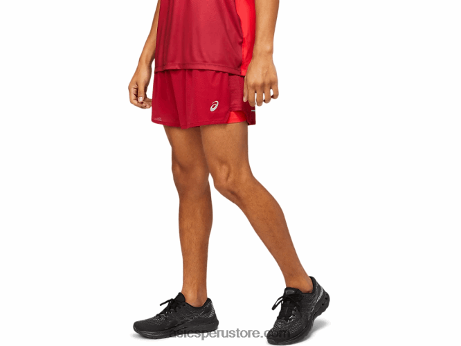 RPVB1803 burdeos/rojo eléctrico Asics hombres ventilar 2-n-1 5in corto