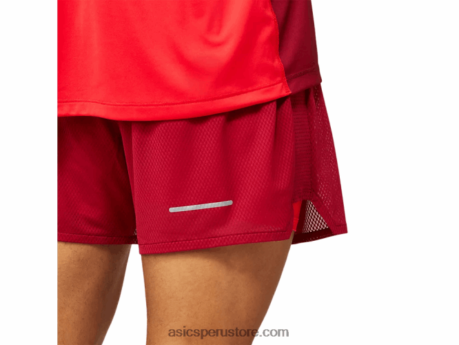 RPVB1803 burdeos/rojo eléctrico Asics hombres ventilar 2-n-1 5in corto