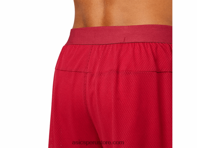 RPVB1803 burdeos/rojo eléctrico Asics hombres ventilar 2-n-1 5in corto