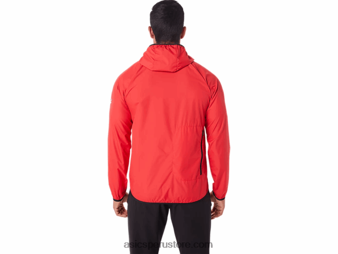 RPVB1822 rojo eléctrico/negro Asics chaqueta plegable para hombre