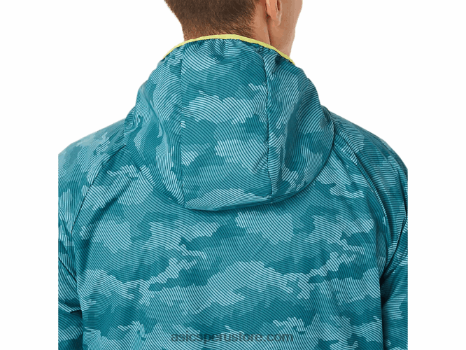 RPVB1893 estampado de pino brumoso / yuzu agrio Asics chaqueta plegable para hombre
