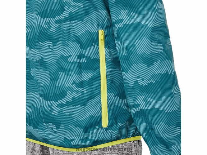 RPVB1893 estampado de pino brumoso / yuzu agrio Asics chaqueta plegable para hombre