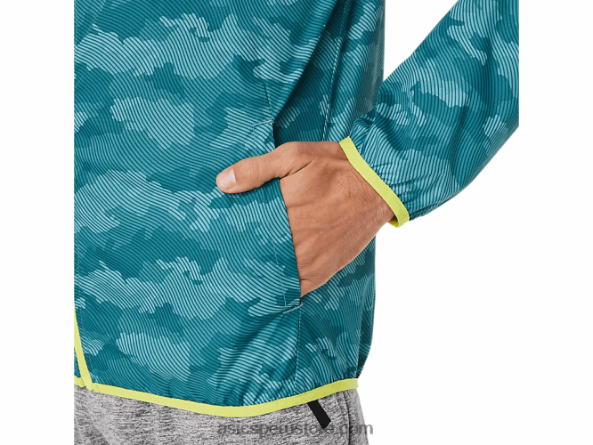 RPVB1893 estampado de pino brumoso / yuzu agrio Asics chaqueta plegable para hombre