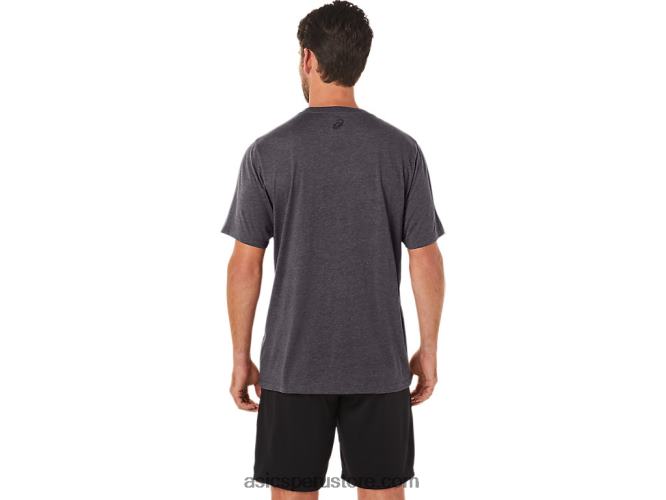 RPVB19 brezo gris oscuro Asics playera de manga corta a rayas