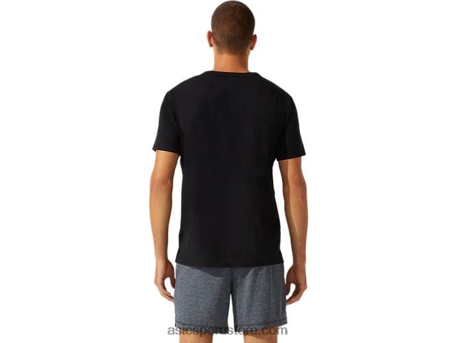 RPVB1964 rendimiento negro Asics top de manga corta con bolsillo de parche para hombre