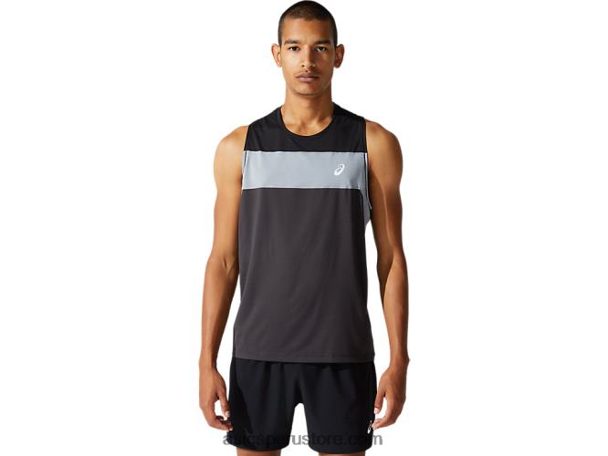 RPVB1982 gris grafito/negro rendimiento Asics camiseta de carrera masculina