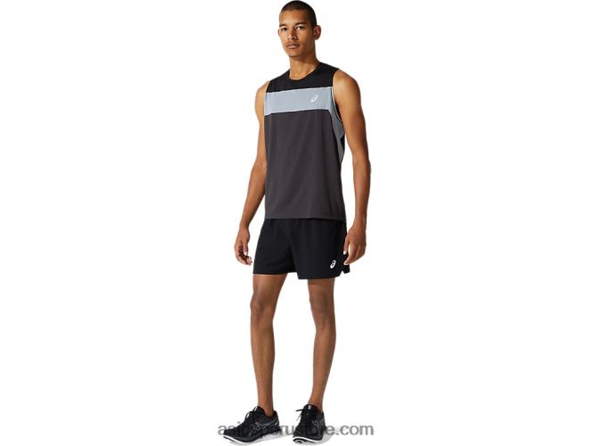 RPVB1982 gris grafito/negro rendimiento Asics camiseta de carrera masculina